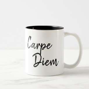 humorvoller Sprichwort carpe diem Kaffee Zweifarbige Tasse