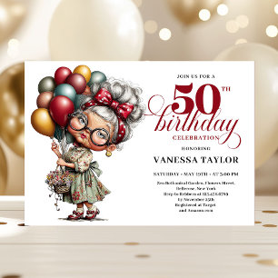Humorvoller Stil fünfzigster Geburtstag Frau lusti Einladung