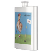 Humorvoller Vogel, der Golf spielt Flachmann (Links)