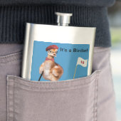 Humorvoller Vogel, der Golf spielt Flachmann (Beispiel)