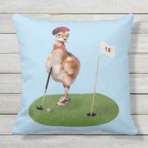 Humorvoller Vogel, der Golf spielt Kissen