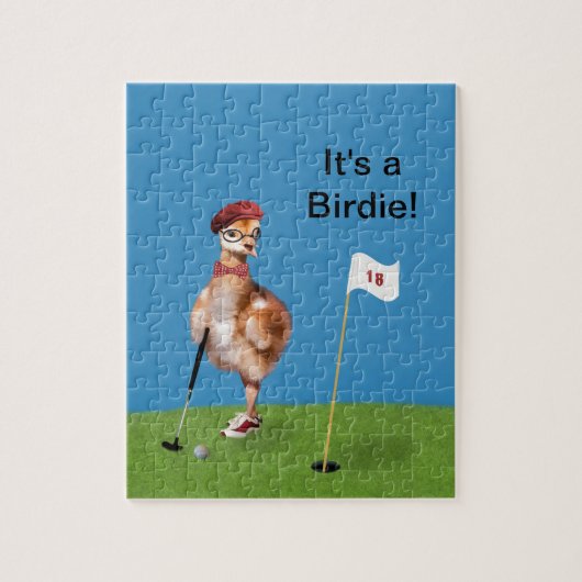 Humorvoller Vogel, der Golf spielt Puzzle (Vertikal)