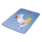 Humorvolles japanisches Katzenbaden I Badematte (Schrägansicht)