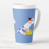 Humorvolles japanisches Katzenbaden I Milchtasse (Rechte Ecke)