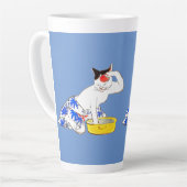 Humorvolles japanisches Katzenbaden I Milchtasse (Linke Ecke)