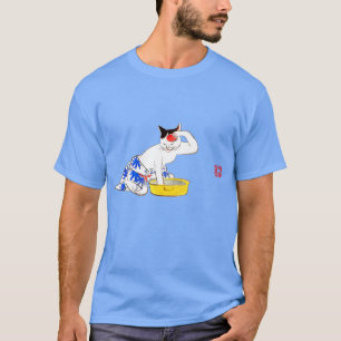 Humorvolles japanisches Katzenbaden I T-Shirt