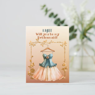 Humorvolles Kleid wirst du meine Brautfrau sein Einladungspostkarte