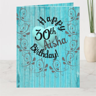 Humorvolles, lustiges, blaues, rustikales Herz 30. Karte