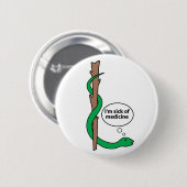 Humorvolles Personal von Asclepius Button (Vorne & Hinten)