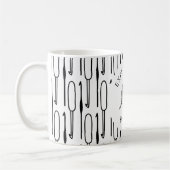 Humorvolles Schwarz-Weiß-Crochet Kaffeetasse (Links)
