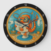 Humorvolles Shrimp Badezimmer Große Wanduhr (Vorderseite)