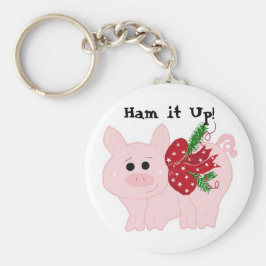 Humorvolles Weihnachtsschwein - Ham it Up! Schlüsselanhänger