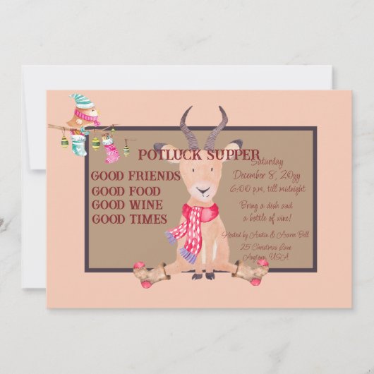 Humour Antelope Christmas Potluck Supper Einladung (Vorderseite)
