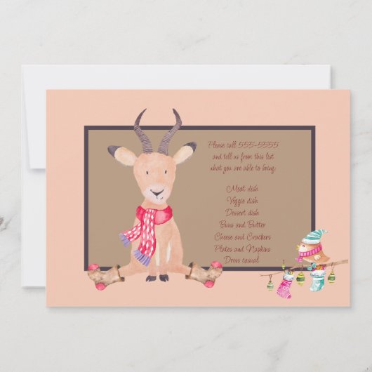 Humour Antelope Christmas Potluck Supper Einladung (Rückseite)
