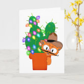 Humour Cowboy Cat Christmas Karte (Gelbe Blume)