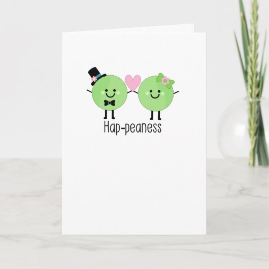 Humourous Wedding Niedlich Bridge & Groom Peas Karte (Vorderseite)