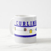 Humous Curling Tasse Blue Text (Vorderseite Links)