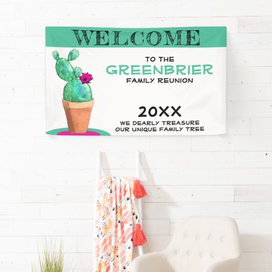 Humous Custom Welcome Family Wiedersehen Cactus Banner (Insitu)