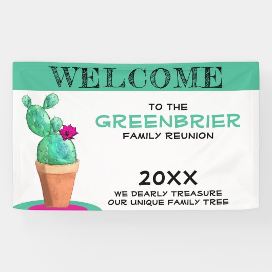 Humous Custom Welcome Family Wiedersehen Cactus Banner (Horizontal)
