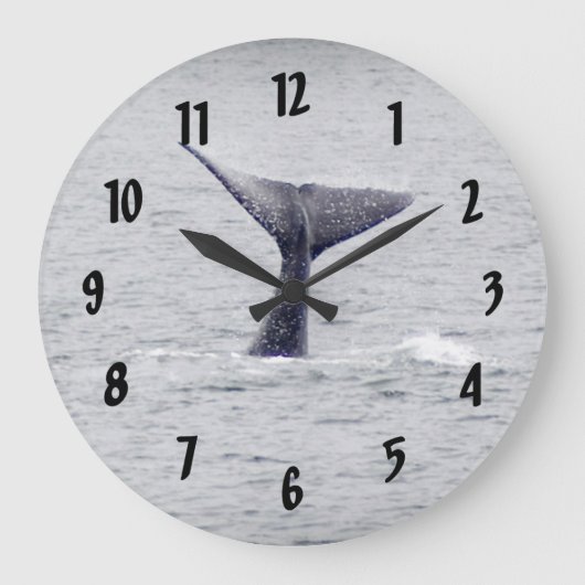 Hump Back Whale Schwanz Große Wanduhr (Vorderseite)