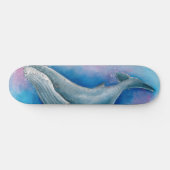 Humpback Blue Whale Bubbles Wasserfarbe Skateboard (Horizontal)