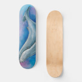 Humpback Blue Whale Bubbles Wasserfarbe Skateboard (Vorderseite)