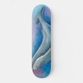 Humpback Blue Whale Bubbles Wasserfarbe Skateboard (Vorderseite)