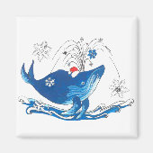 Humpback Christmas Whale mit Santas Hat Snowflake Magnet (Vorne)