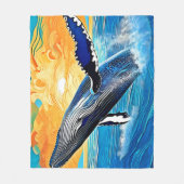 Humpback-Sonnenuntergangs-Sprung-Kunst Fleecedecke (Vorderseite)