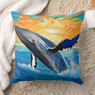 Humpback-Sonnenuntergangs-Sprung-Kunst Kissen