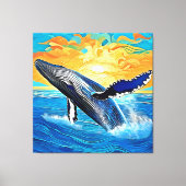 Humpback-Sonnenuntergangs-Sprung-Kunst Leinwanddruck (Vorderseite)