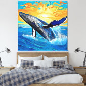 Humpback-Sonnenuntergangs-Sprung-Kunst Leinwanddruck (Insitu (Schlafzimmer))
