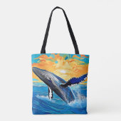 Humpback-Sonnenuntergangs-Sprung-Kunst Tasche (Rückseite)