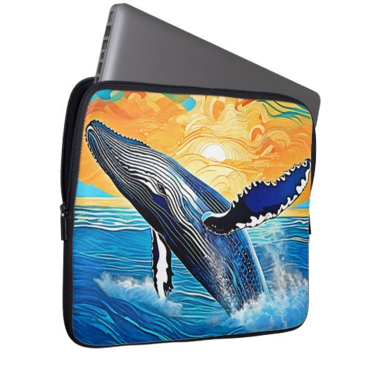 Humpback Sunset Leap Art Laptopschutzhülle (Vorne Rechts)