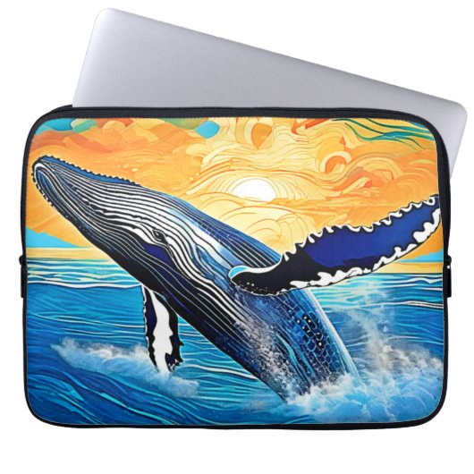 Humpback Sunset Leap Art Laptopschutzhülle (Vorderseite)