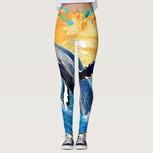 Humpback Sunset Leap Art Leggings (Vorderseite)