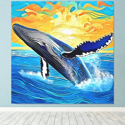 Humpback Sunset Leap Art Leinwanddruck (Insitu (Holzboden))
