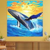 Humpback Sunset Leap Art Leinwanddruck (Insitu (Wohnzimmer))