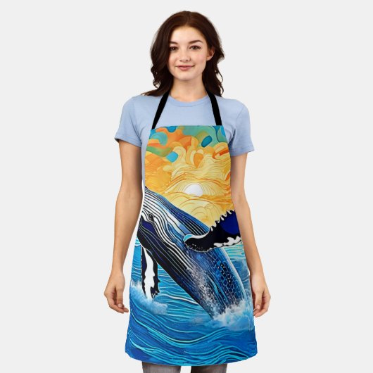 Humpback Sunset Leap Art Schürze (Getragen)