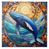 Humpback Wal Glasmalerei Fliese (Vorderseite)