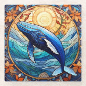 Humpback Wal Glasmalerei Glasuntersetzer (Vorderseite)