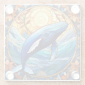 Humpback Wal Glasmalerei Glasuntersetzer (Rückseite)