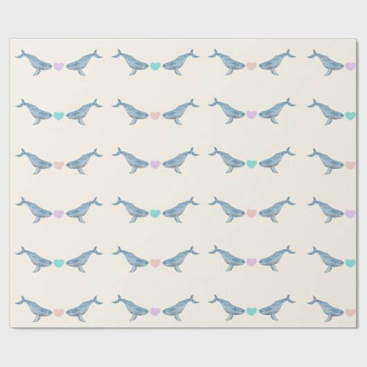 Humpback Wal Regenbogenherzen Geschenkpapier (Flach)