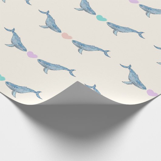 Humpback Wal Regenbogenherzen Geschenkpapier (Ecke)