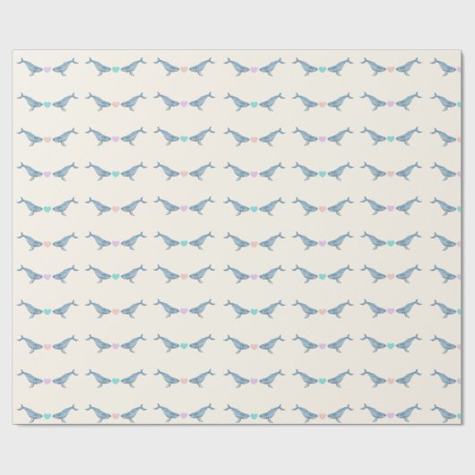 Humpback Wal Regenbogenherzen Geschenkpapier (Flach)