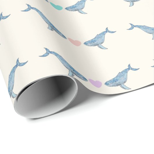 Humpback Wal Regenbogenherzen Geschenkpapier (Rolleneckpunkt)