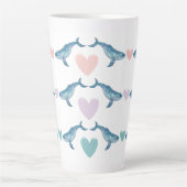 Humpback Walregenbogenherzen 17oz Latte Tasse (Vorderseite)