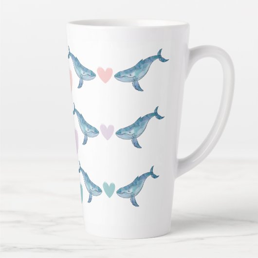 Humpback Walregenbogenherzen 17oz Latte Tasse (Rechts)