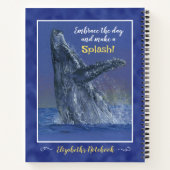 Humpback Whale Art on Blue 8 1/2" x 11" Spiral Notizblock (Rückseite)