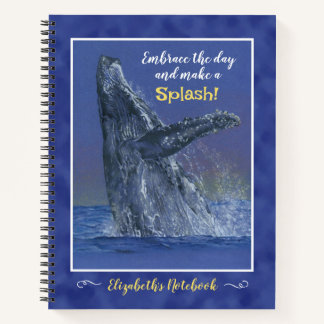 Humpback Whale Art on Blue 8 1/2" x 11" Spiral Notizblock